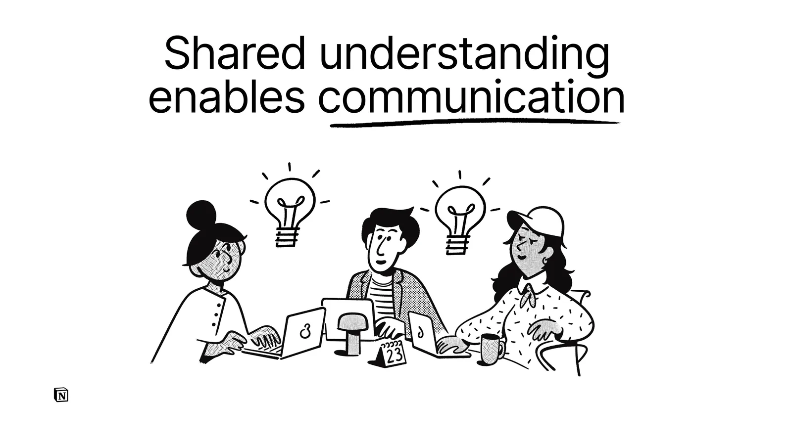 Slide about shared mental models enabling efficient communication.
